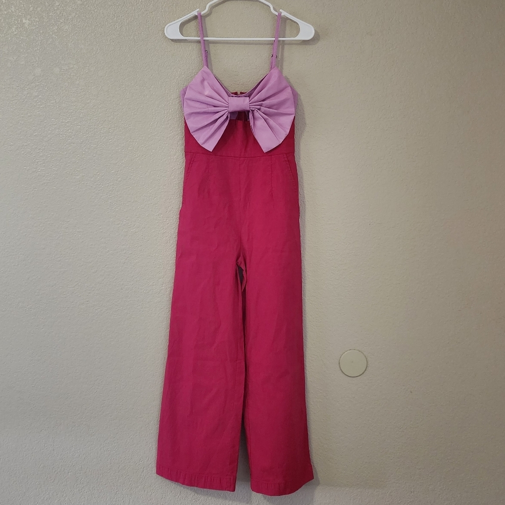 Anthropologie Two-Tone Pink Bow-Strap Jumpsuit